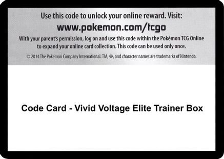 Code Card - Vivid Voltage Elite Trainer Box  Vivid Voltage Pokémon card