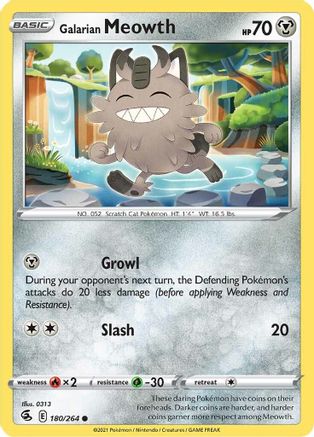 SWSH08: Fusion Strike Galarian Meowth #180