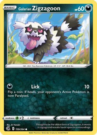 SWSH08: Fusion Strike Galarian Zigzagoon #159