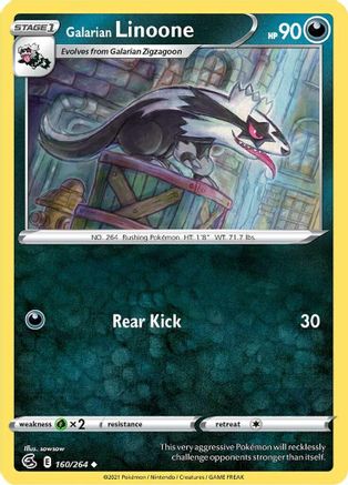 SWSH08: Fusion Strike Galarian Linoone #160