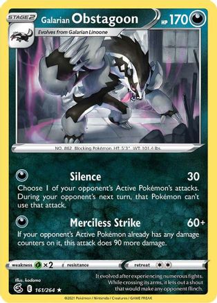SWSH08: Fusion Strike Galarian Obstagoon #161