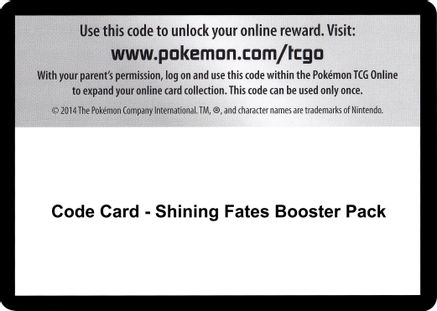 Code Card - Shining Fates Booster Pack  Shining Fates Pokémon card