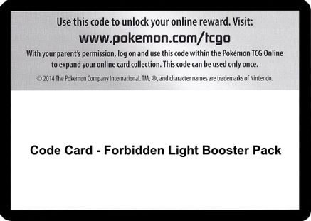 Code Card - Forbidden Light Booster Pack  Forbidden Light Pokémon card
