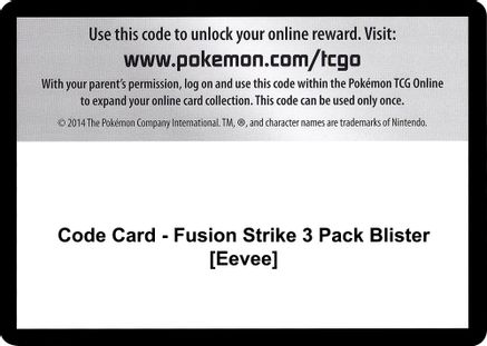 Code Card - Fusion Strike 3 Pack Blister [Eevee]  Fusion Strike Pokémon card