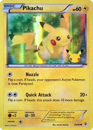 Pikachu - 26/83 (20th Anniversary) - Miscellaneous Cards & Products ...