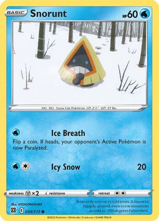 SWSH09: Brilliant Stars Snorunt #034
