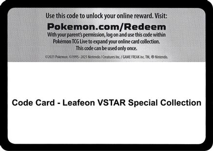 Code Card - Leafeon VSTAR Special Collection  Brilliant Stars Pokémon card