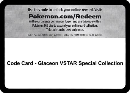 Code Card - Glaceon VSTAR Special Collection  Brilliant Stars Pokémon card