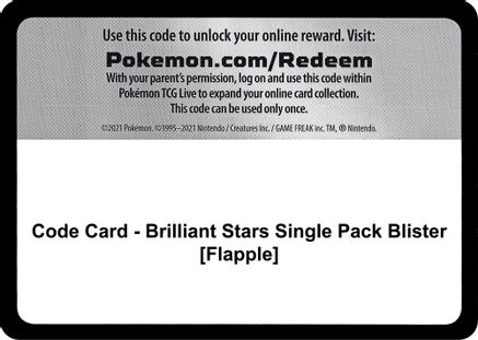 Code Card - Brilliant Stars Single Pack Blister [Flapple]  Brilliant Stars Pokémon card