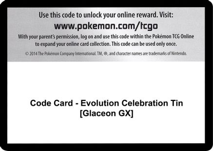 Code Card - Evolution Celebration Tin [Glaceon GX]  Celestial Storm Pokémon card