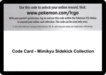 Code Card - Mimikyu Sidekick Collection  Crimson Invasion Pokémon card