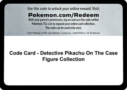 Code Card - Detective Pikachu On The Case Figure Collection  Detective Pikachu Pokémon card