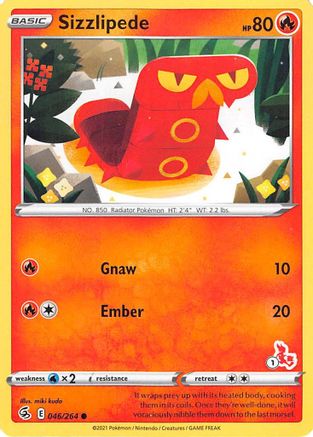 Battle Academy 2022 Sizzlipede - 046/264 (#1 Cinderace Stamped) #046