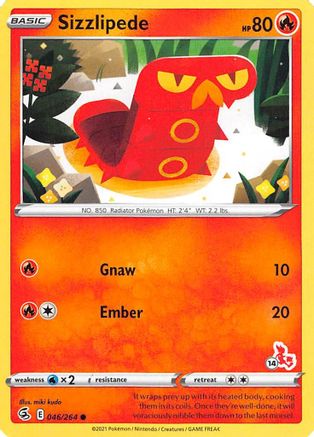 Battle Academy 2022 Sizzlipede - 046/264 (#14 Cinderace Stamped) #046