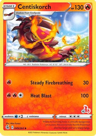Battle Academy 2022 Centiskorch - 049/264 (#15 Cinderace Stamped) #049