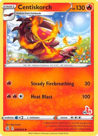 Battle Academy 2022 Centiskorch - 049/264 (#30 Cinderace Stamped) #049