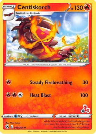 Battle Academy 2022 Centiskorch - 049/264 (#51 Cinderace Stamped) #049