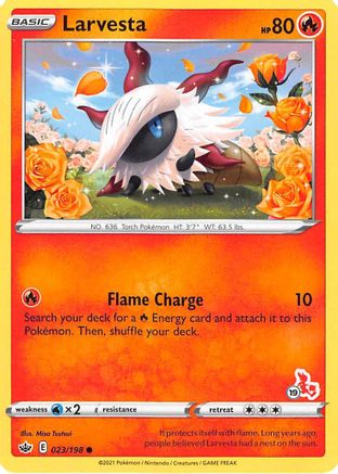 Battle Academy 2022 Larvesta - 023/198 (#19 Cinderace Stamped) #023