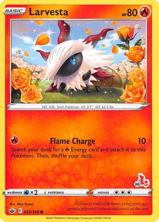 Battle Academy 2022 Larvesta - 023/198 (#36 Cinderace Stamped) #023