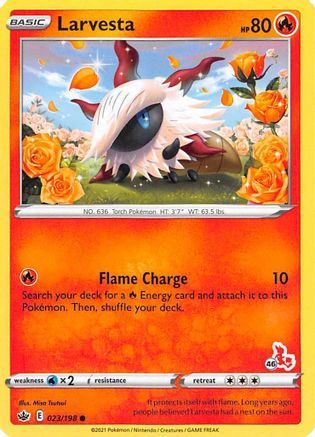 Battle Academy 2022 Larvesta - 023/198 (#46 Cinderace Stamped) #023