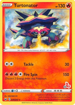 Battle Academy 2022 Turtonator - 029/202 (#39 Cinderace Stamped) #029