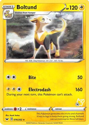 Battle Academy 2022 Boltund - 076/202 (#16 Pikachu Stamped) #076