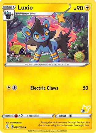 Battle Academy 2022 Luxio - 092/264 (#14 Pikachu Stamped) #092
