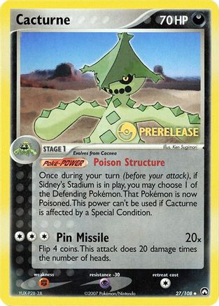 Miscellaneous Cards & Products Cacturne - 27/108 (Prerelease) #027