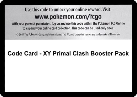 Code Card - Primal Clash Booster Pack  Primal Clash Pokémon card