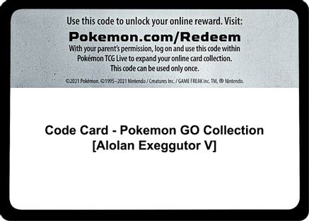 Code Card - Pokemon GO Collection [Alolan Exeggutor V]  Pokémon GO Pokémon card