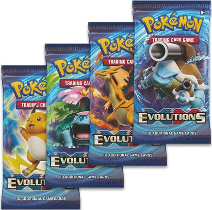 Sealed 4 Pokemon XY Evolutions 3 Card Booster Packs All 4 Artworks 