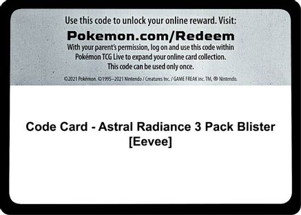 Code Card - Astral Radiance 3 Pack Blister [Eevee]  Astral Radiance Pokémon card