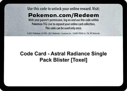 Code Card - Astral Radiance Single Pack Blister [Toxel]  Astral Radiance Pokémon card