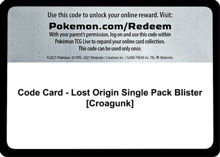 Code Card - Lost Origin Single Pack Blister [Croagunk]  Lost Origin Pokémon card