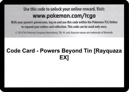 Code Card - Powers Beyond Tin [Rayquaza EX]  Ancient Origins Pokémon card