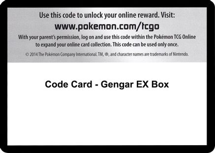Code Card - Gengar EX Box  Evolutions Pokémon card