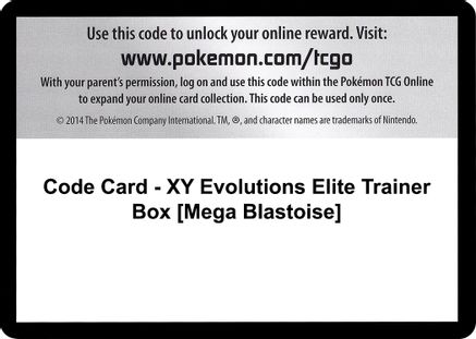 Code Card - XY Evolutions Elite Trainer Box [Mega Blastoise]  Evolutions Pokémon card