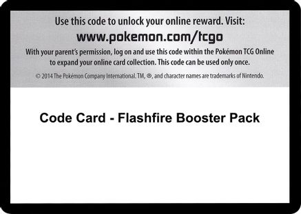 Code Card - Flashfire Booster Pack  Flashfire Pokémon card