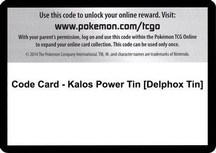 Code Card - Kalos Power Tin [Delphox Tin]  Flashfire Pokémon card