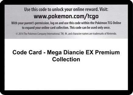 Code Card - Mega Diancie EX Premium Collection  Phantom Forces Pokémon card