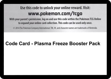 Code Card - Plasma Freeze Booster Pack  Plasma Freeze Pokémon card