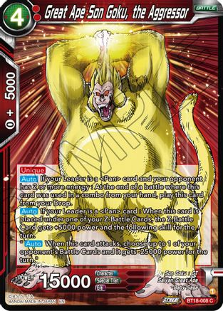 Great Ape Son Goku the Aggressor Dawn of the Z Legends Dragon