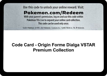 Code Card - Origin Forme Dialga VSTAR Premium Collection  Lost Origin Pokémon card