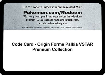 Code Card - Origin Forme Palkia VSTAR Premium Collection  Lost Origin Pokémon card