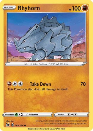 SWSH11: Lost Origin Rhyhorn #089