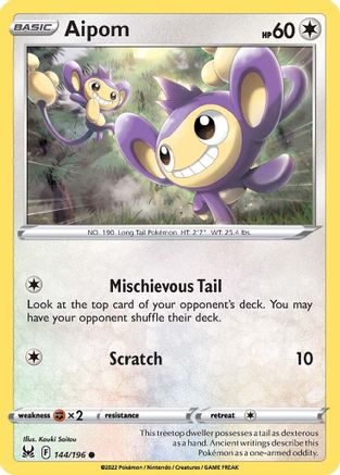 SWSH11: Lost Origin Aipom #144