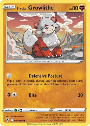 Deck Exclusives Hisuian Growlithe - 070/189 (Cosmos Holo) #070