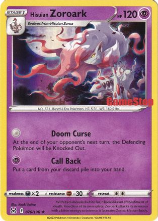 Miscellaneous Cards & Products Hisuian Zoroark - 076/196 (Gamestop Exclusive) #076