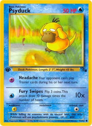 NM Pokemon 1st Edition Fossil Psyduck 