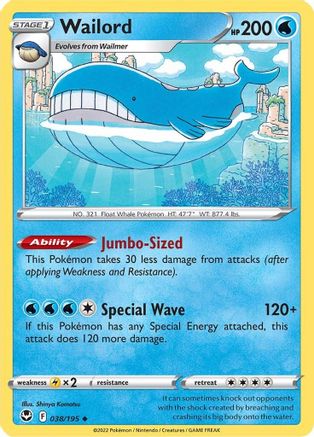 SWSH12: Silver Tempest Wailord #038
